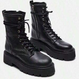 Rowen Black Leather Platform Boots